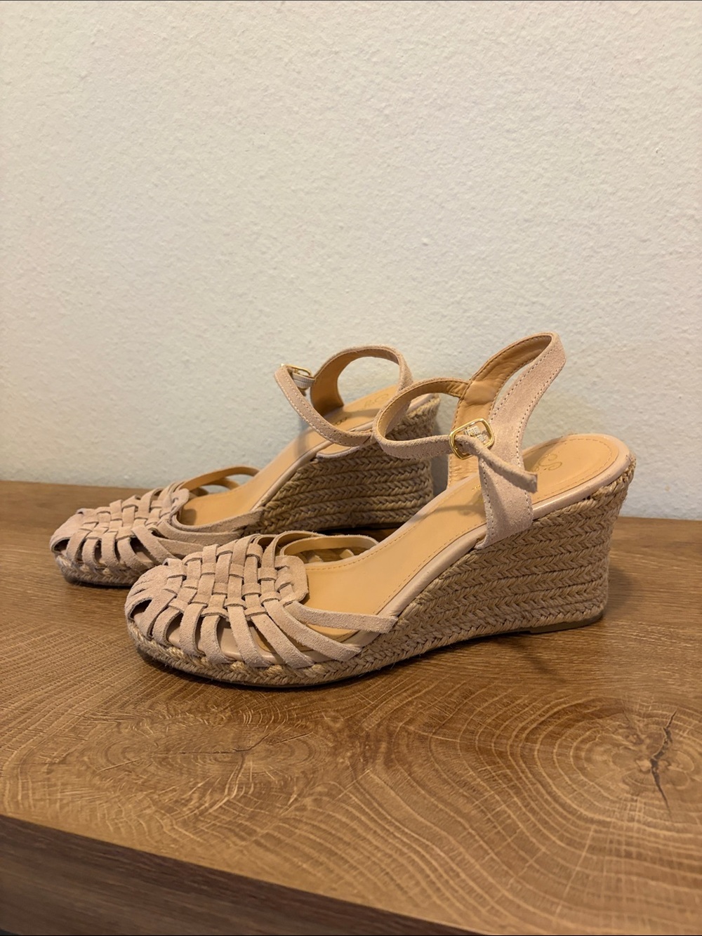 Seychelles Beige Woven Espadrille Wedge Sandals